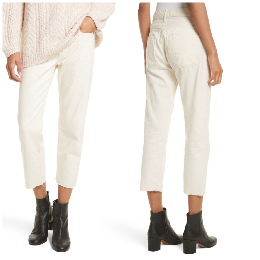 Vince Cream Cropped Straight-Leg Jeans